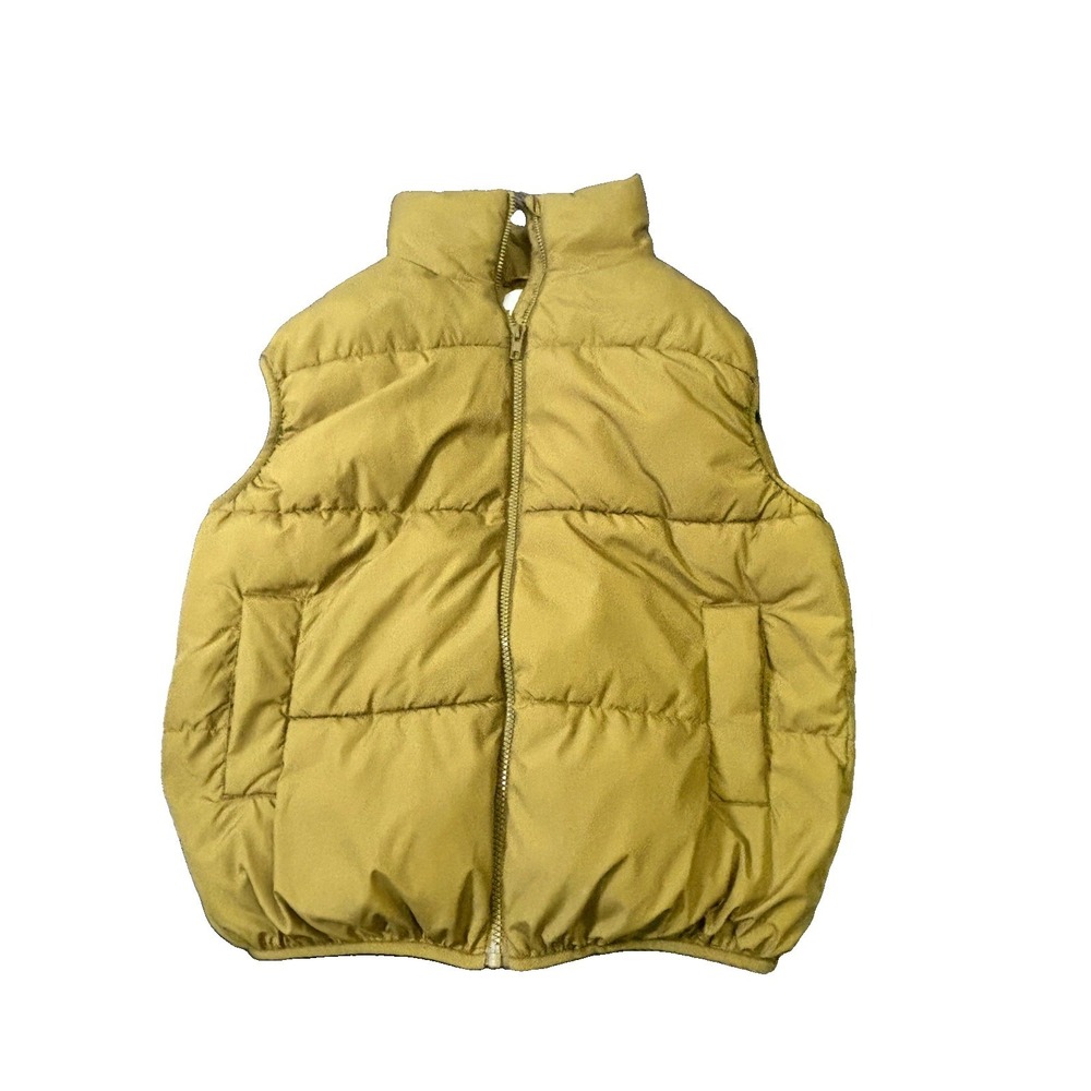M Women Puffer Vest Jacket Size XS Olive Green Quilted Padded Outerwear Zip